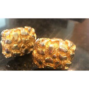 Vtg 1970's Robert Larin Gold Plated Geometric Abstract Cufflinks Brutalist